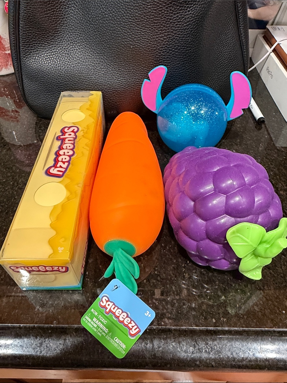 Kids Squishy Toy Bundle - Orange Carrot & Purple Berry